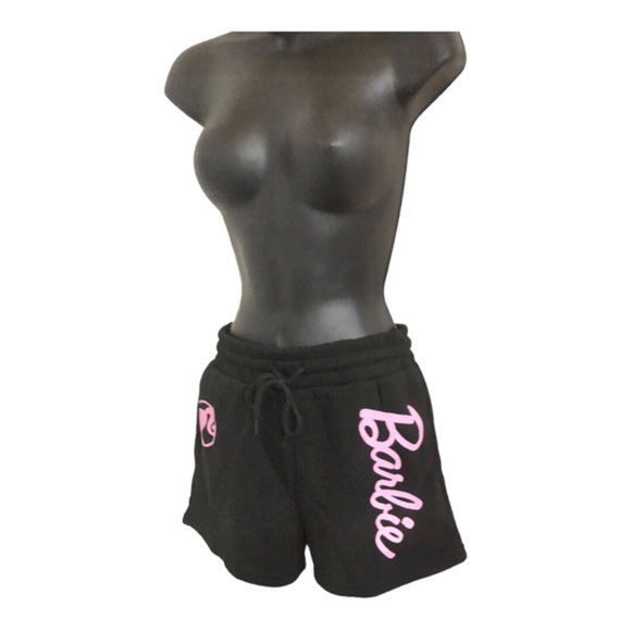 Barbie black pink graphic print drawstring waist sweats shorts size medium new - Picture 10 of 11